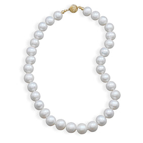 16.5" 10.5-11.5mm Cultured Freshwater Pearl Necklace with a Yellow Gold Clasp