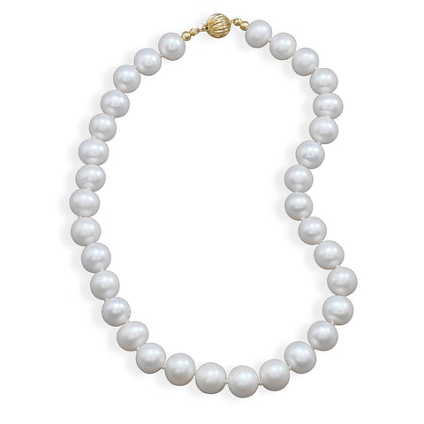 16.5" 10.5-11.5mm Cultured Freshwater Pearl Necklace with a Yellow Gold Clasp