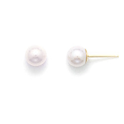 Grade AAA 5-5.5mm Cultured Akoya Pearl Earrings with 14K Yellow Gold Posts and Earring Backs