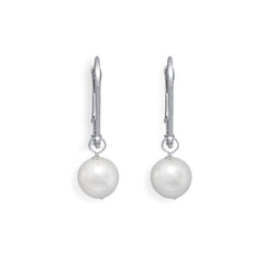 Grade AAA 6.5-7mm Cultured Akoya Pearl Drop Earrings with White Gold Lever Backs