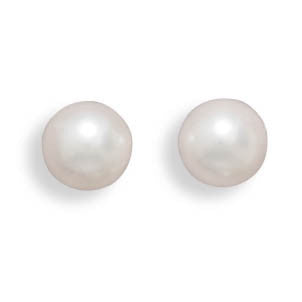 Grade AAA 7-7.5mm Cultured Akoya Pearl Earrings with White Gold Posts and Earring Backs