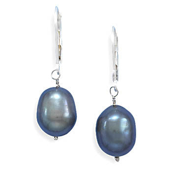 9-10mm Cultured Freshwater Peacock Pearl Earrings with 14K White Gold Lever Backs