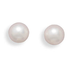7.5-8mm Freshwater Pearl Stud Earrings with White Gold Posts and Earring Backs