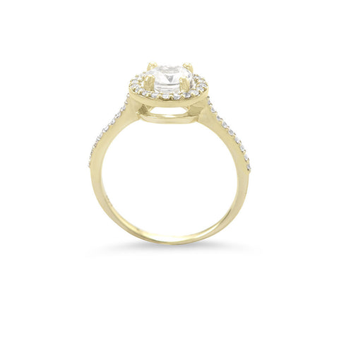 10 Karat Gold Halo Style Ring with White Topaz and Sapphires