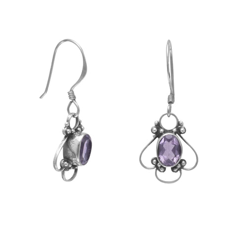 Small Fancy Amethyst Earrings on French Wire