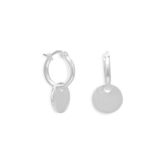 15mm Hoop Earrings with 12mm Round Engravable Tag