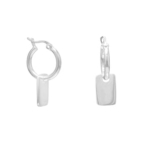 Hoop Earrings with Rectangular Engravable Tag