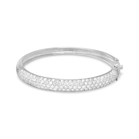 Rhodium Plated Pave CZ Bangle