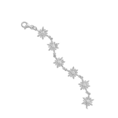 9" Polished CZ Snowflake Bracelet