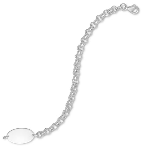 6" Polished Oval ID Rolo Bracelet