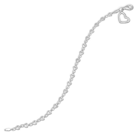 7.5" Small Heart Link Bracelet with Heart Charm