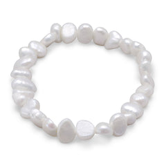 White Cultured Freshwater Pearl Stretch Bracelet