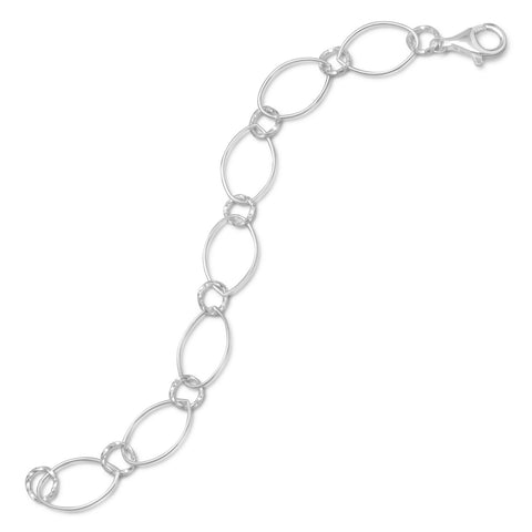 7.5" Polished Oval and Small Twisted Circle Link Bracelet
