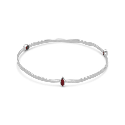 Textured Bangle Bracelet with Rubies