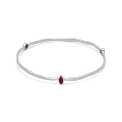 Textured Bangle Bracelet with Rubies