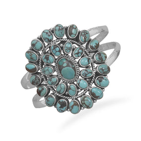 Oxidized Oval Stabilized Turquoise Cuff Bracelet