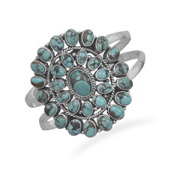 Oxidized Oval Stabilized Turquoise Cuff Bracelet