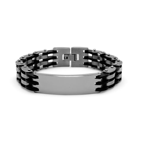 Stainless Steel and Rubber ID Bracelet