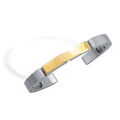Stainless Steel and 14 Karat Gold Plated Cuff Bracelet