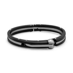 Stainless Steel and Black Plastic Men's Bracelet