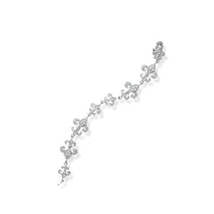Rhodium Plated CZ Fleur de Lis Link Bracelet