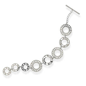 7" Rhodium Plated Circle Toggle Bracelet