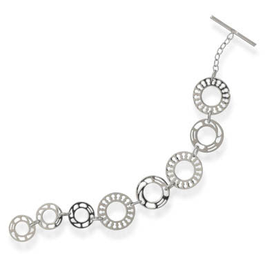 7" Rhodium Plated Circle Toggle Bracelet
