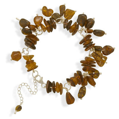 7"+2" Extension Baltic Amber Nugget Bead Drop Bracelet