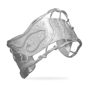 Polished Textured Designer Cuff Bracelet