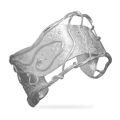 Polished Textured Designer Cuff Bracelet