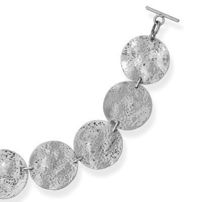 8.25" Hammered Disc Toggle Bracelet