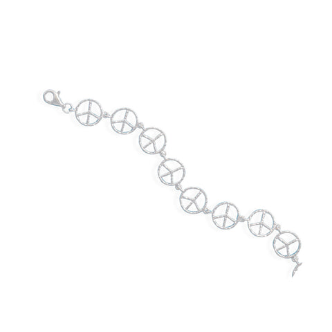 7.25" Textured Peace Sign Bracelet