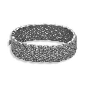 Black Rhodium Plated Braided CZ Bracelet