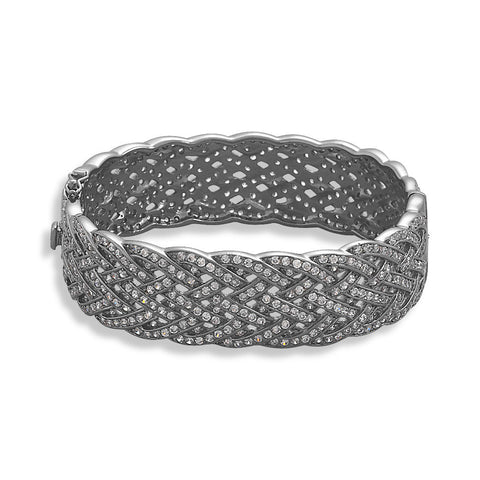 Black Rhodium Plated Braided CZ Bracelet