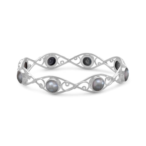 Silver Cultured Freshwater Pearl Bangle