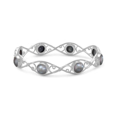 Silver Cultured Freshwater Pearl Bangle