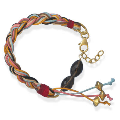 7.25"+1" Braided Multicord Bracelet with Smoky Quartz