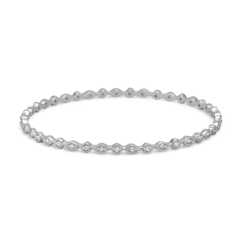 Rhodium Plated CZ Bangle