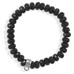 Black Onyx Stretch Bracelet with Charm Ring