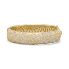 14 Karat Gold Plated Hinged CZ Bangle