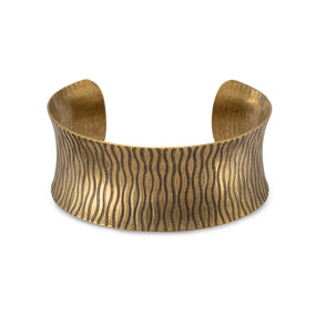Oxidized Brass Cuff with Lined Pattern