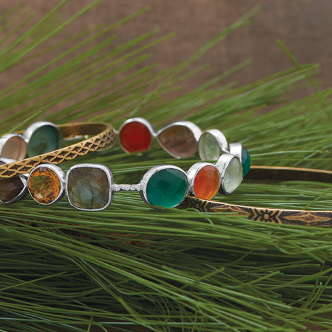 Oxidized Brass Bangle with Floral Design