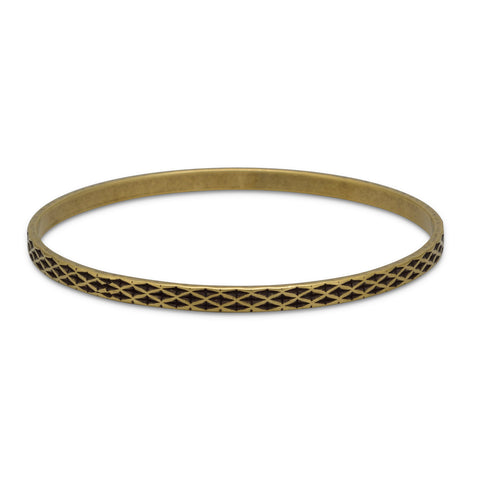 Oxidized Brass Bangle with Weave Design