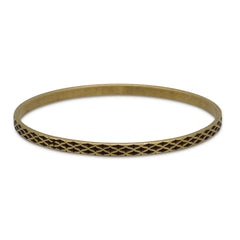 Oxidized Brass Bangle with Weave Design