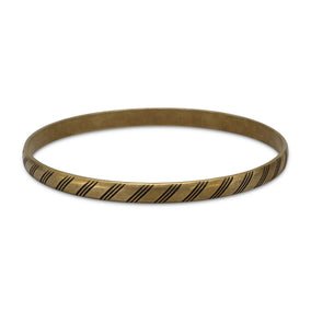 Oxidized Brass Bangle with Lined Design