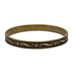 Oxidized Brass Bangle with Rope Edge