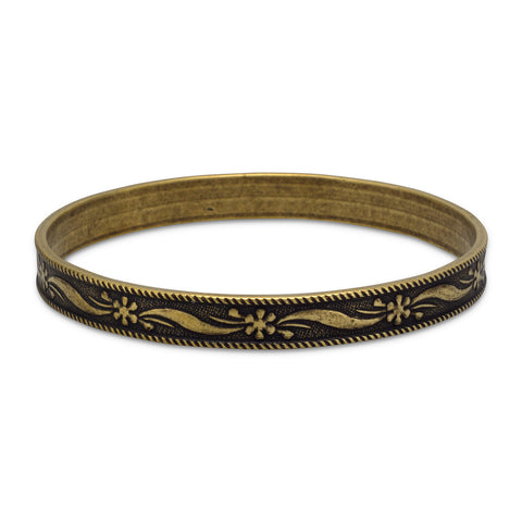 Oxidized Brass Bangle with Rope Edge