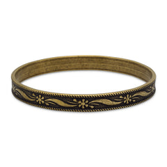 Oxidized Brass Bangle with Rope Edge