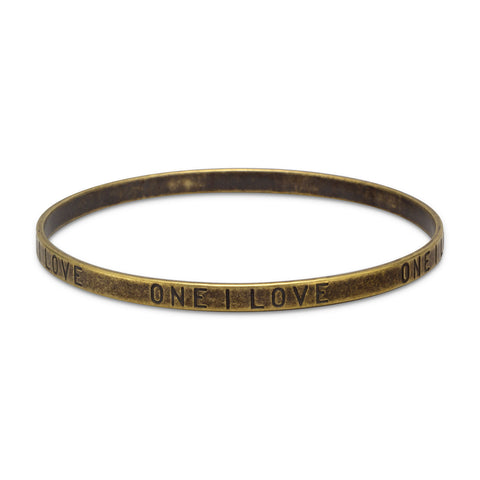 Oxidized Brass "ONE I LOVE" Bangle
