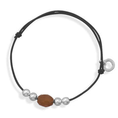 Adjustable Bracelet with Carnelian Bead